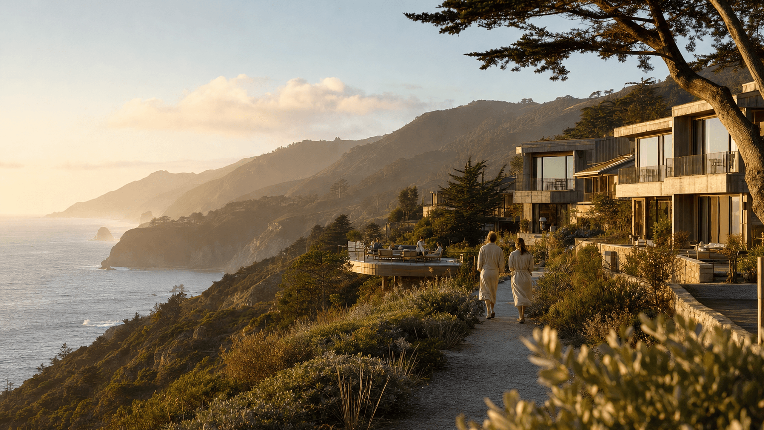 The Big Sur coastline above the Pacific Ocean at Aster House